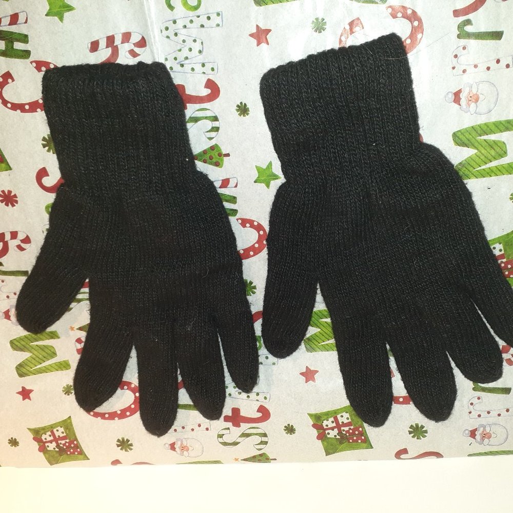 Black Woven Winter Gloves Cloth